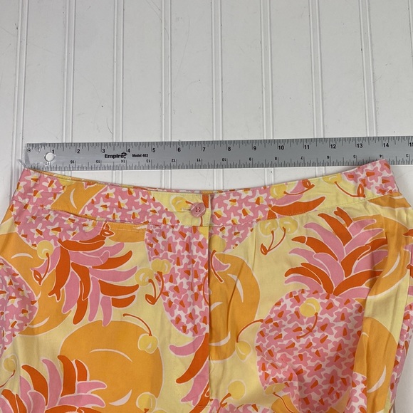 Lilly Pulitzer pineapple print cotton cropped pants yellow & pink 6 - Picture 5 of 11